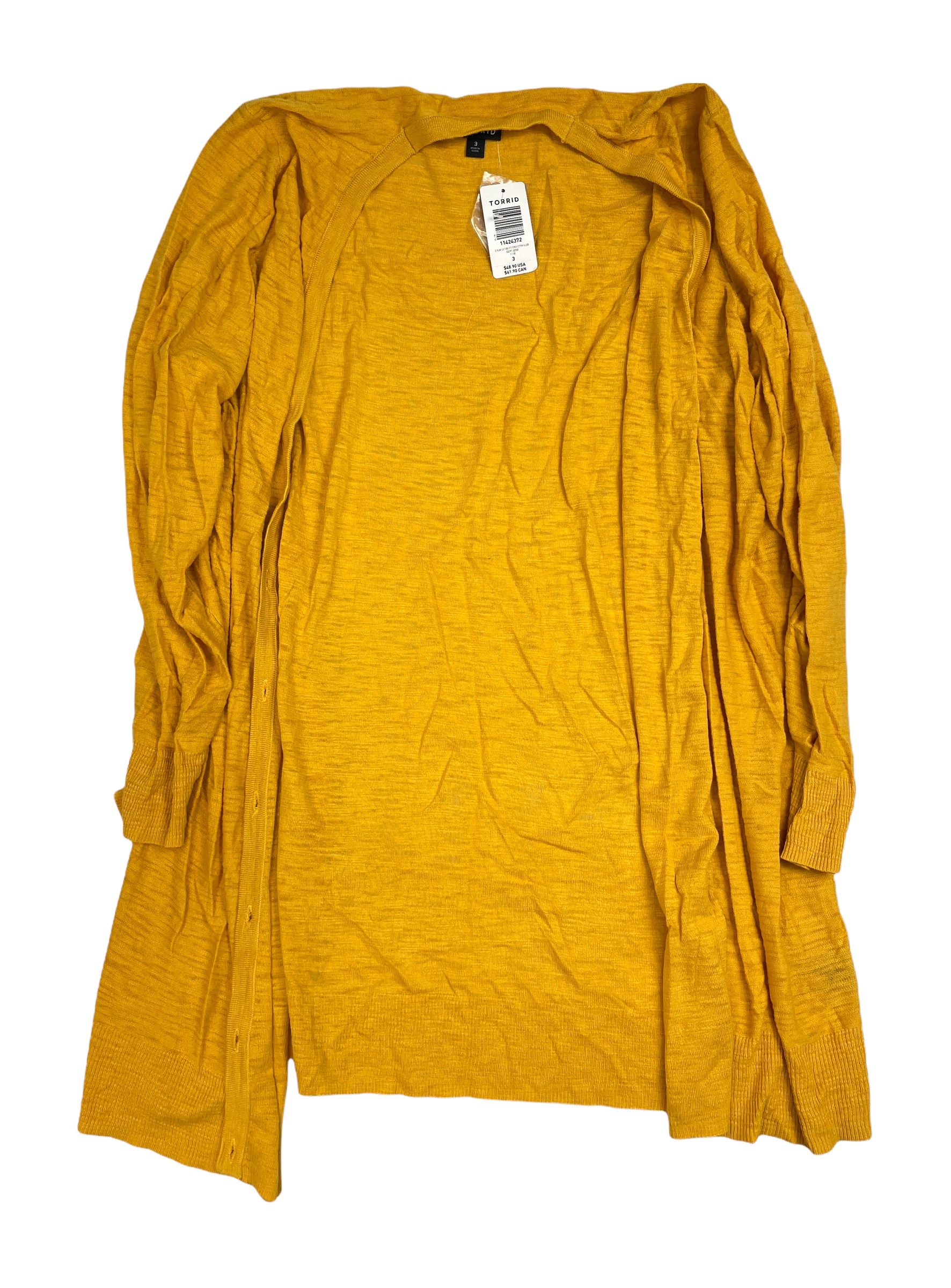 Žlutý dlouhý rozepínací dámský svetr Torrid 36