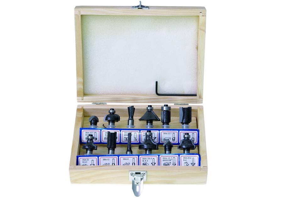 Sada 12 ks tvarových fréz na dřevo s hadicí