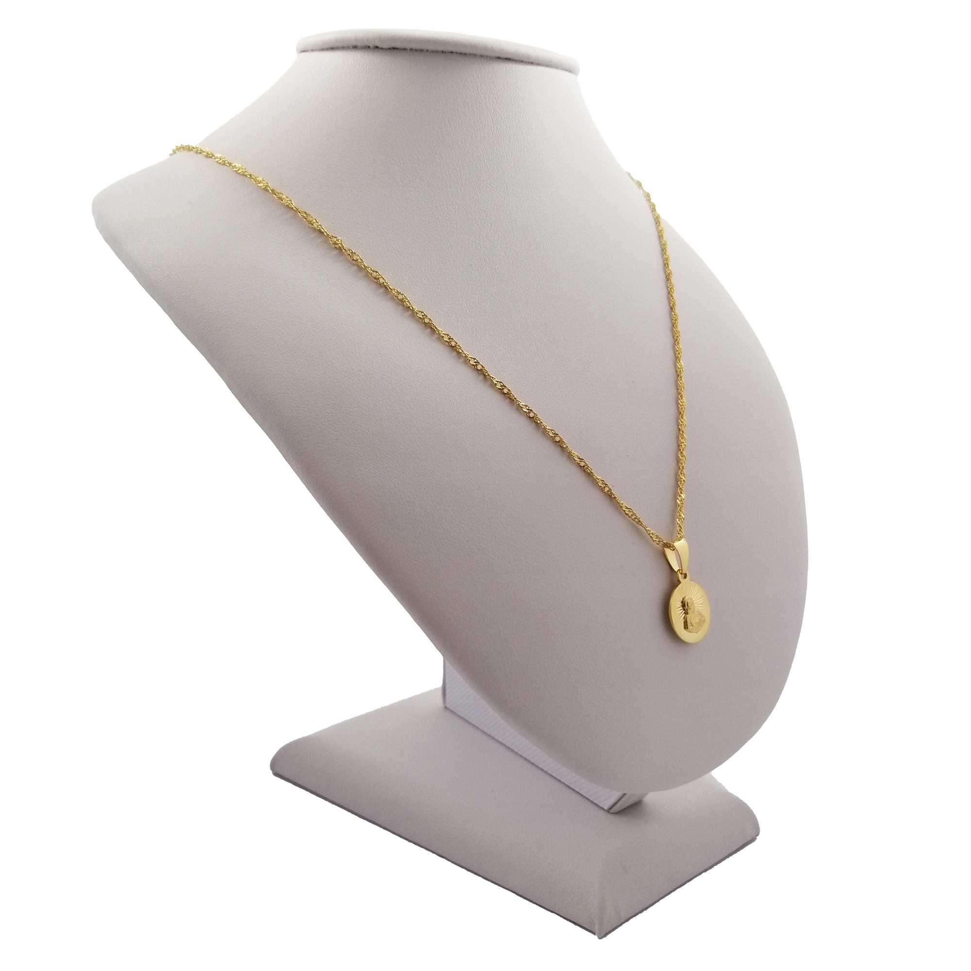 ZŁOTY ŁAŃCUSZEK SINGAPUR + ZAWIESZKA SZKAPLERZ 925/585 NA KOMUNIĘ + GRAWER Materiał Pozłacany Srebro