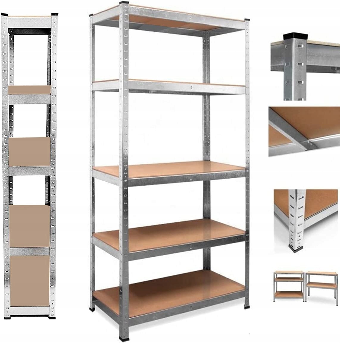 

Regał Magazynowy Metalowy 170x75x30cm Półka 2in1