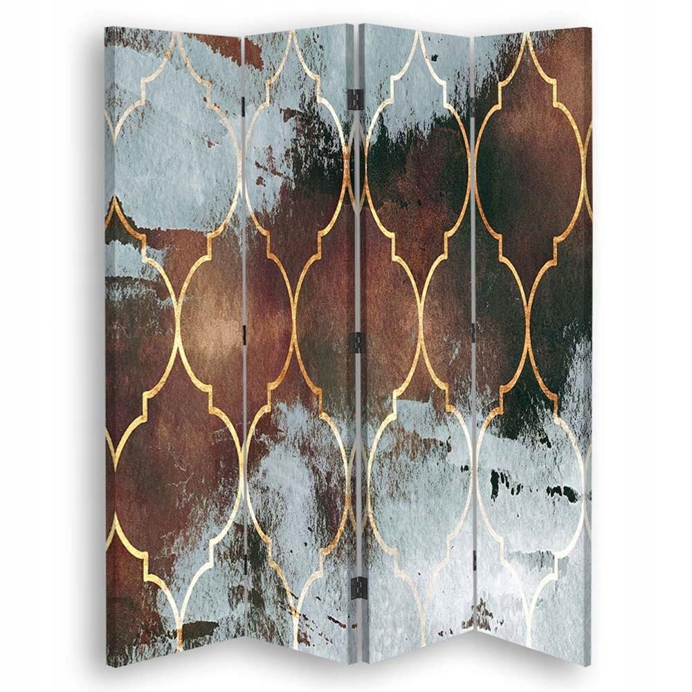 Paraván oboustranný otočný, Marocký jetel v bronzu 145x170