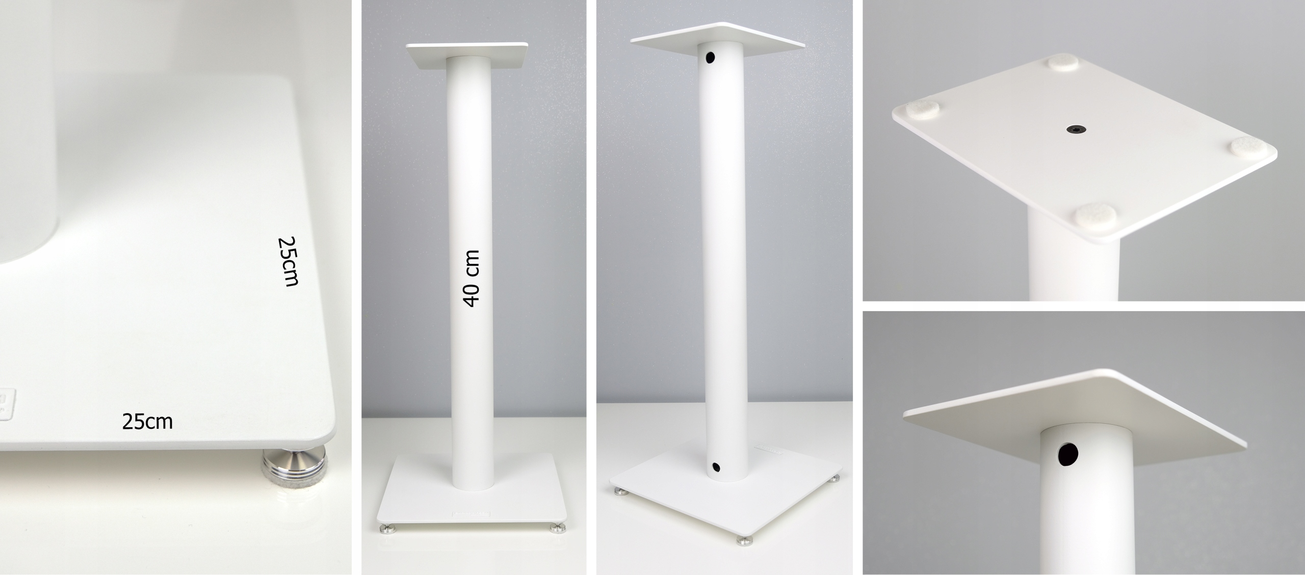 2x STAND STOJAK STOJAKI PODSTAWY POD KOLUMNY GŁOŚNIKI PODSTAWKA białe 40cm Model S1 40cm