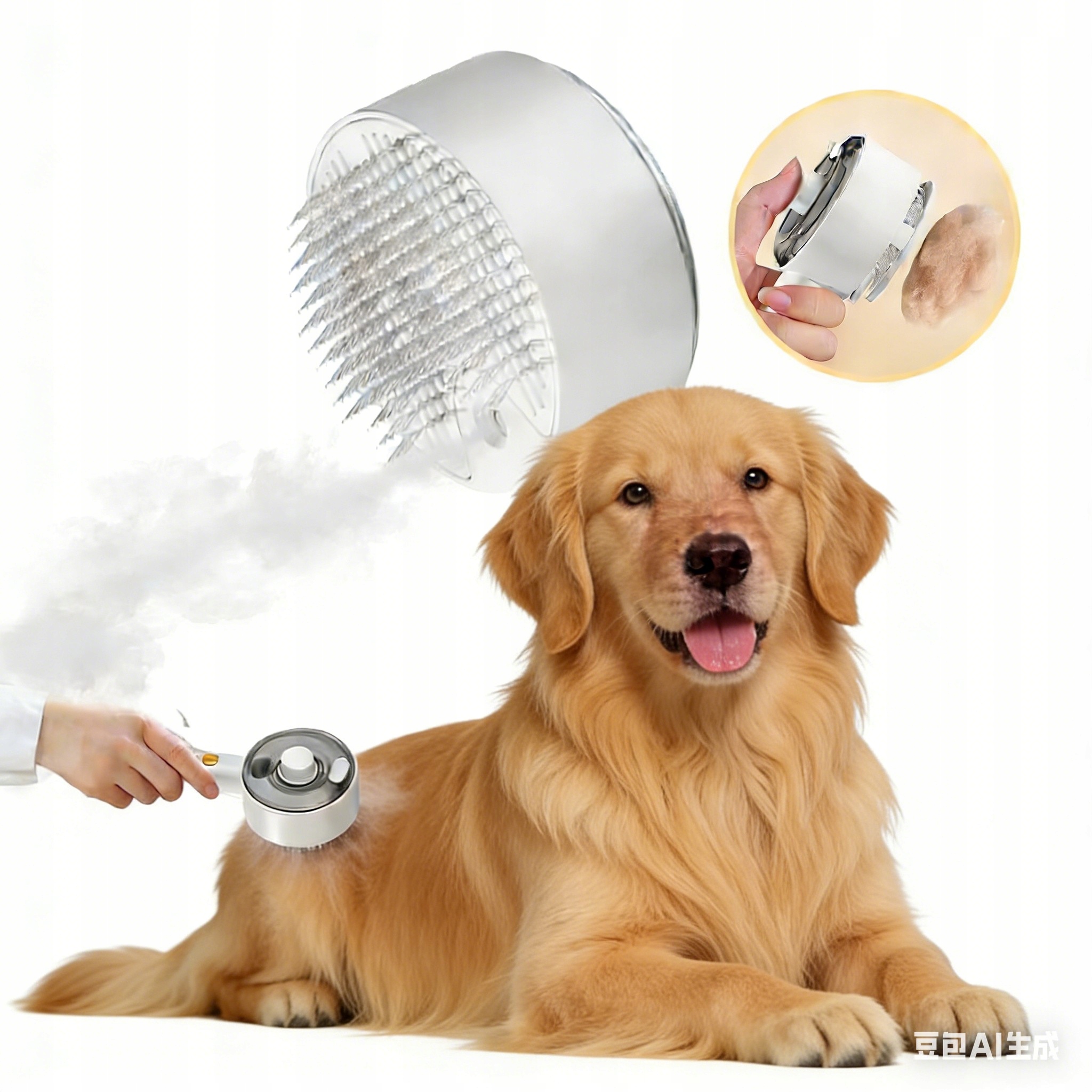 Levně Napařovací Kartáč Pro Psy A Kočky, Profesionální, Samočistící, S Uv Sterilizací