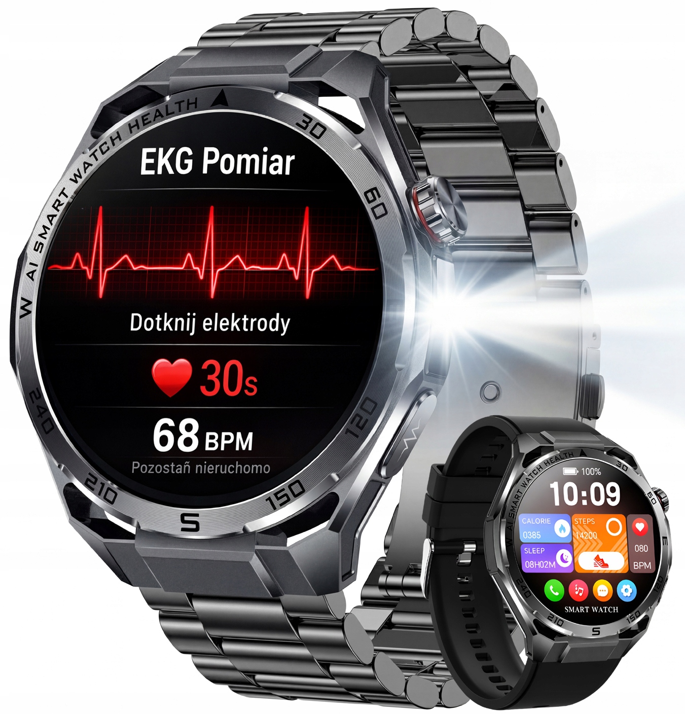 Smartwatch Zegarek Ekg Latarka Lorentz Ciśnieniomierz Glukoza Rozmowy Hrv