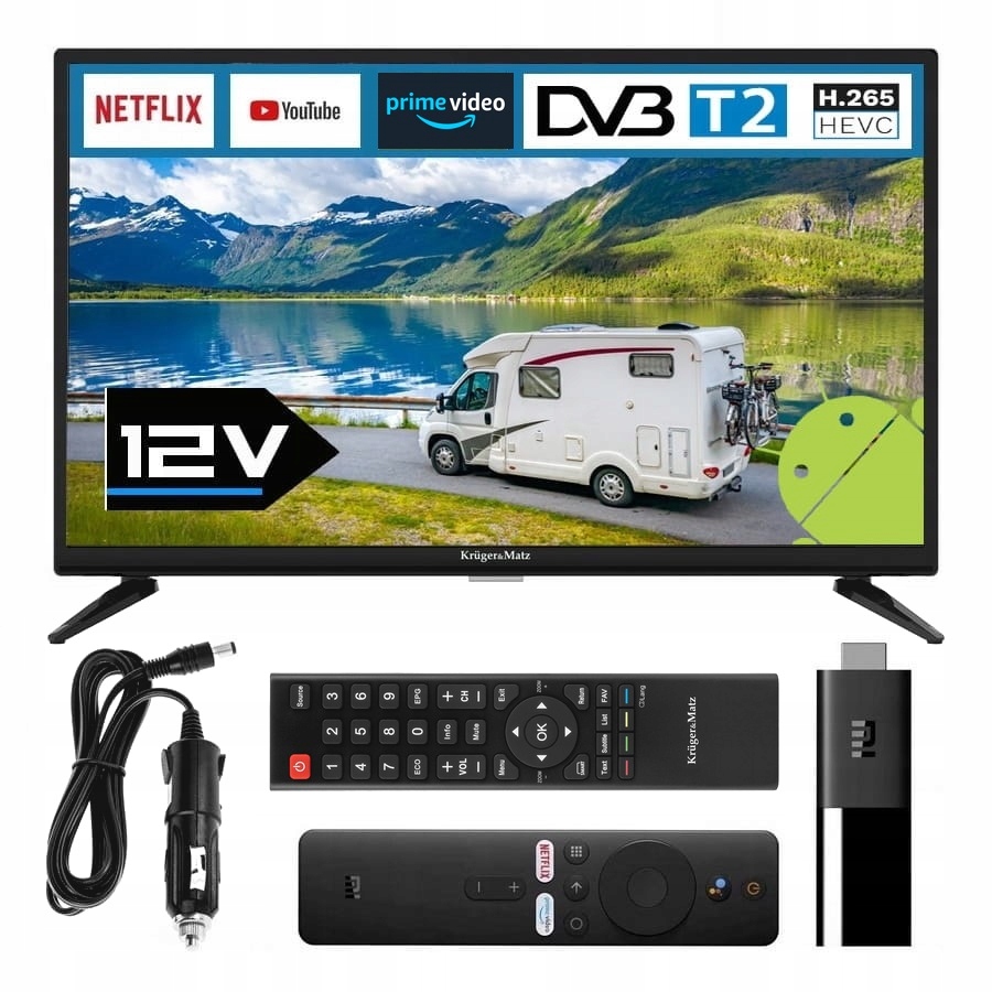 Telewizor do KAMPERA 12V 24 cale SMART ANDROID TV XIAOMI WiFi BT USB HDMI