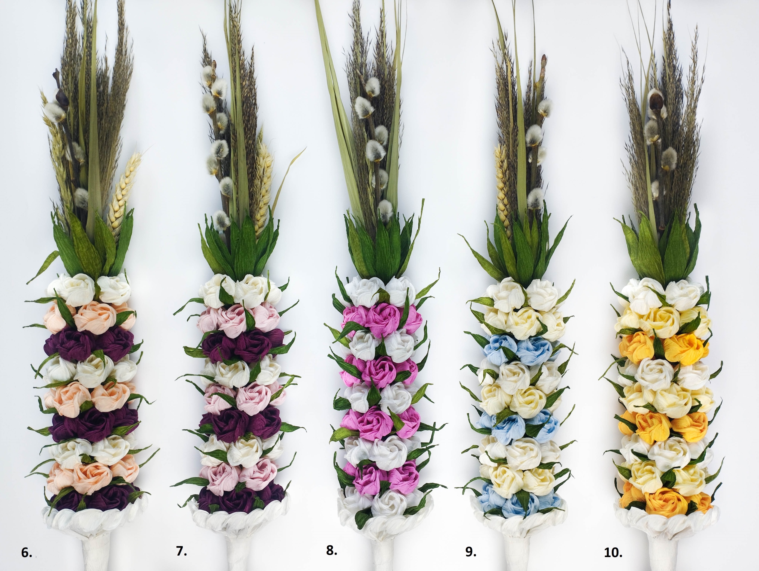 Palma wielkanocna z krepiny bibuły kwiaty 60-65cm >>>___16 wersji___<<< Kod producenta 8718861335980