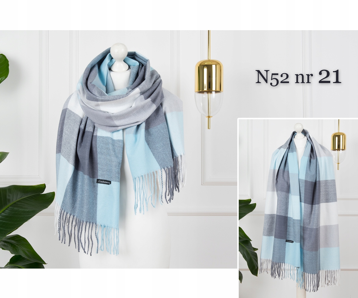 KASZMIROWY SZALIK KRATA PIĘKNY DUŻY SZAL KASZMIR Cechy dodatkowe frędzle