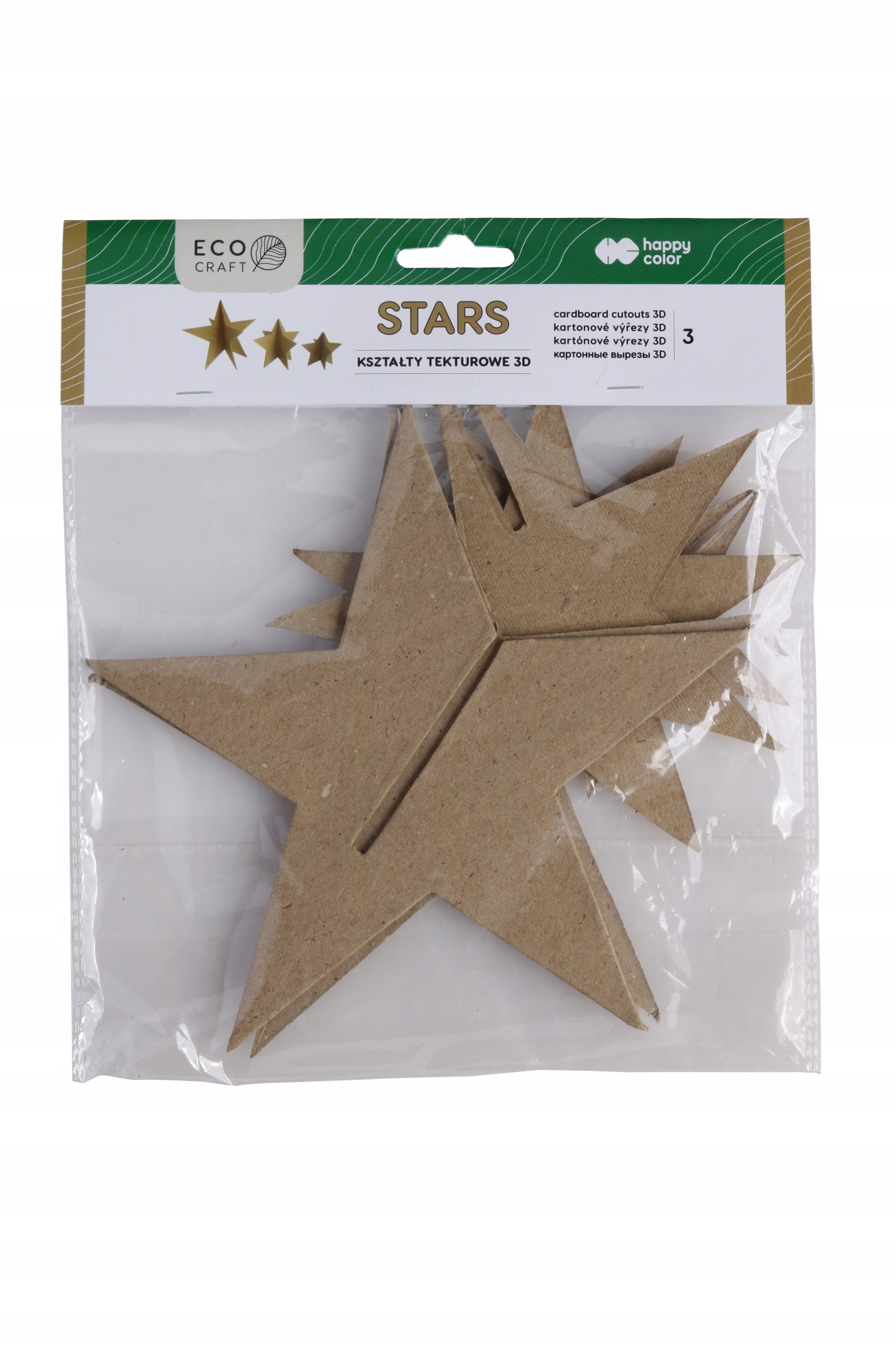 Kształty tekturowe 3D Stars 3 sztuki Eco Craft