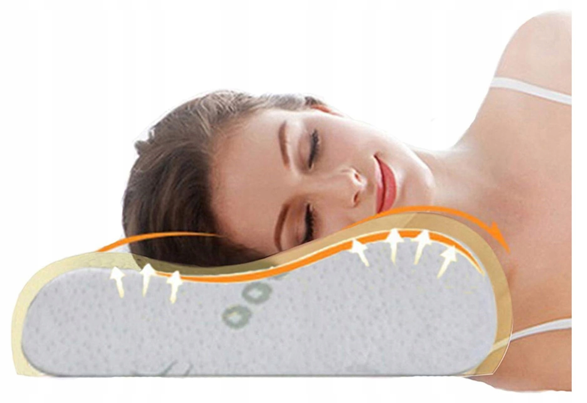 Ortopedický polštář paměťová poduška na spaní na zádech a bocích krku, bambusový potah