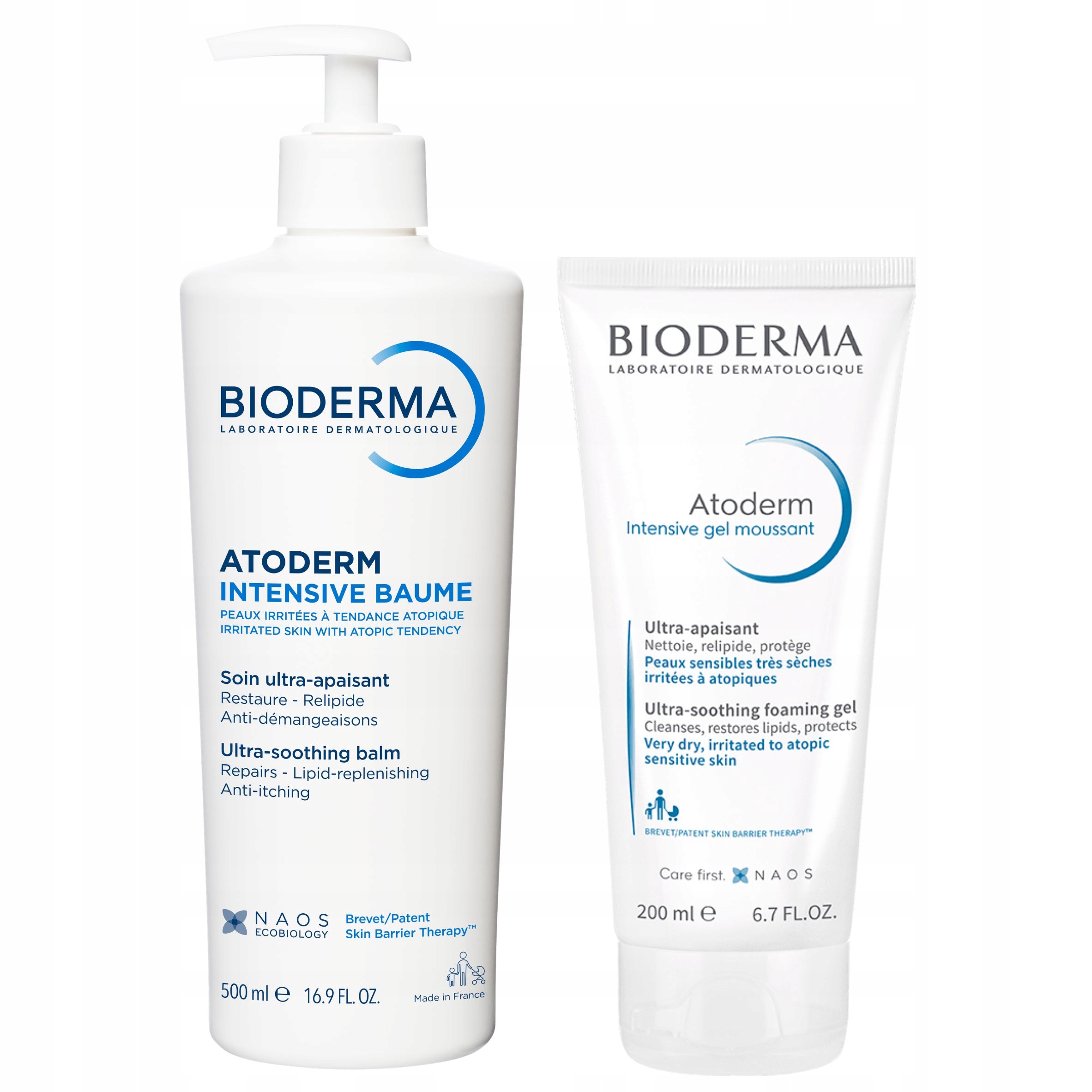 Bioderma Atoderm Intensive Baume 500 ml Gel Moussant 200 ml Zestaw