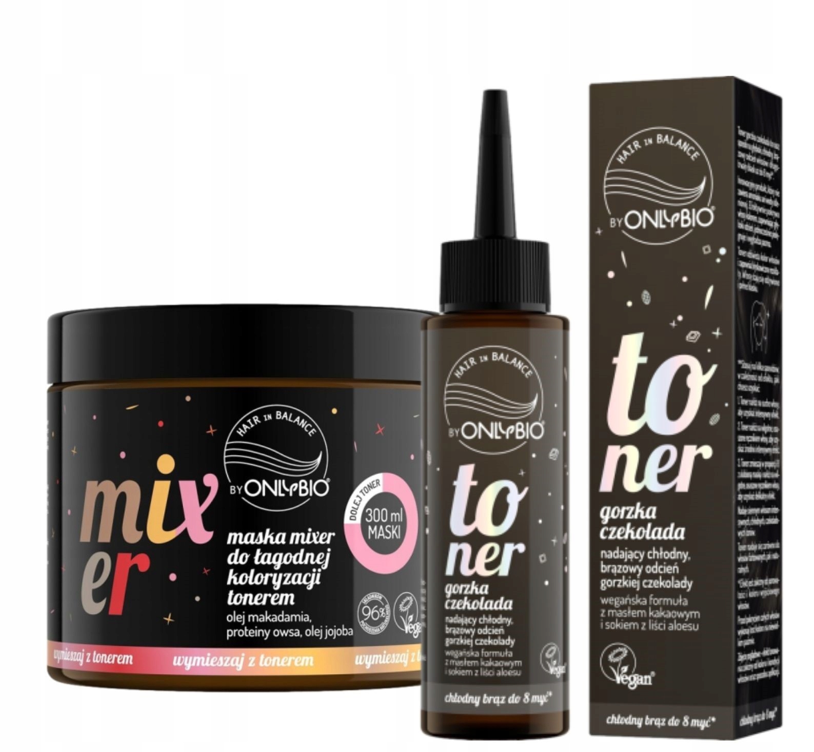 Onlybio barva na vlasy Dark Čokoláda maska Mixer Set