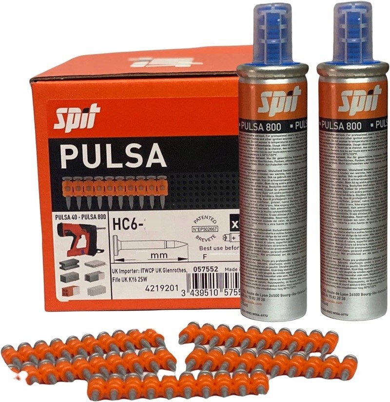 Hřebíky Do Osadníku Spit Pulsa HC6 22MM Plyn P800 Kov/beton 1250 Ks