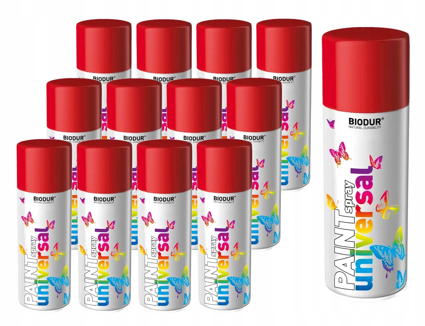 Spray Sprej Farba Czerwony Ognisty Ral 3000 Biodur 400ML 12 Szt.