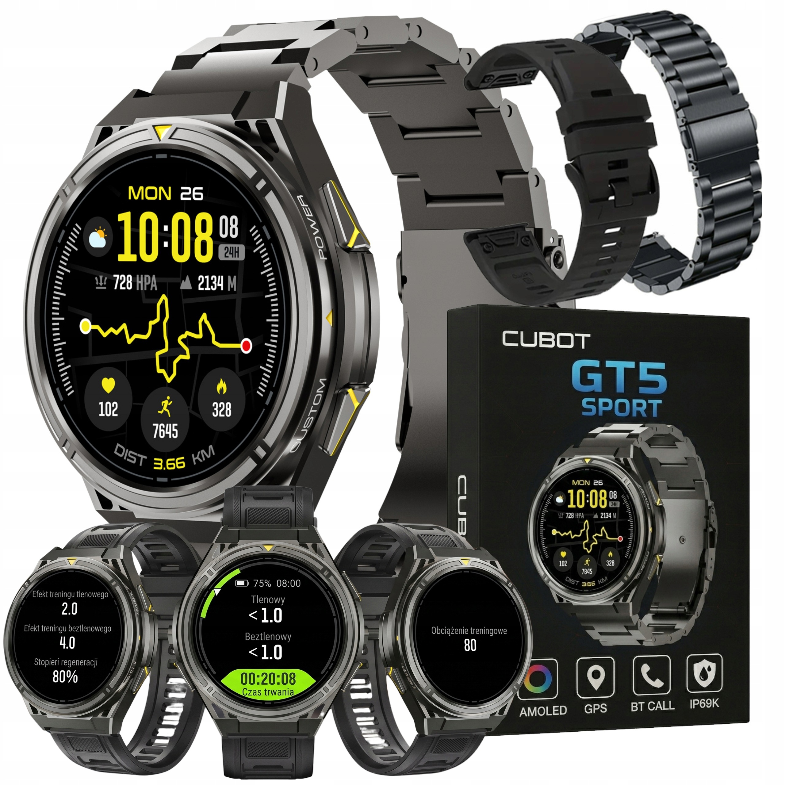Chytré Hodinky Pánské Sportovní Vodotěsné Gps Amoled Cubot GT5 Trénink Menu Pl
