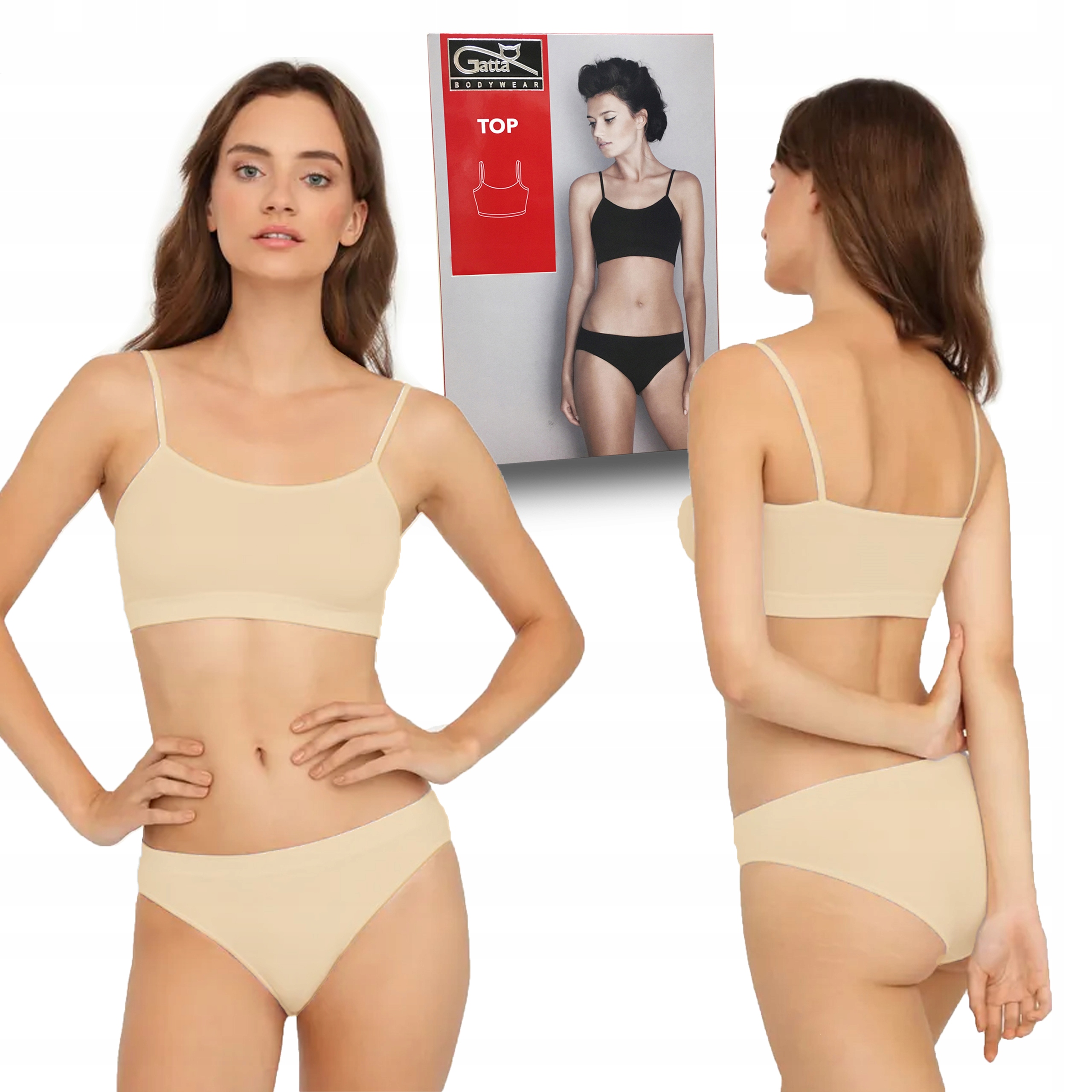 

Gatta Top bezszwowy cienkie ramiączka, natural, XL