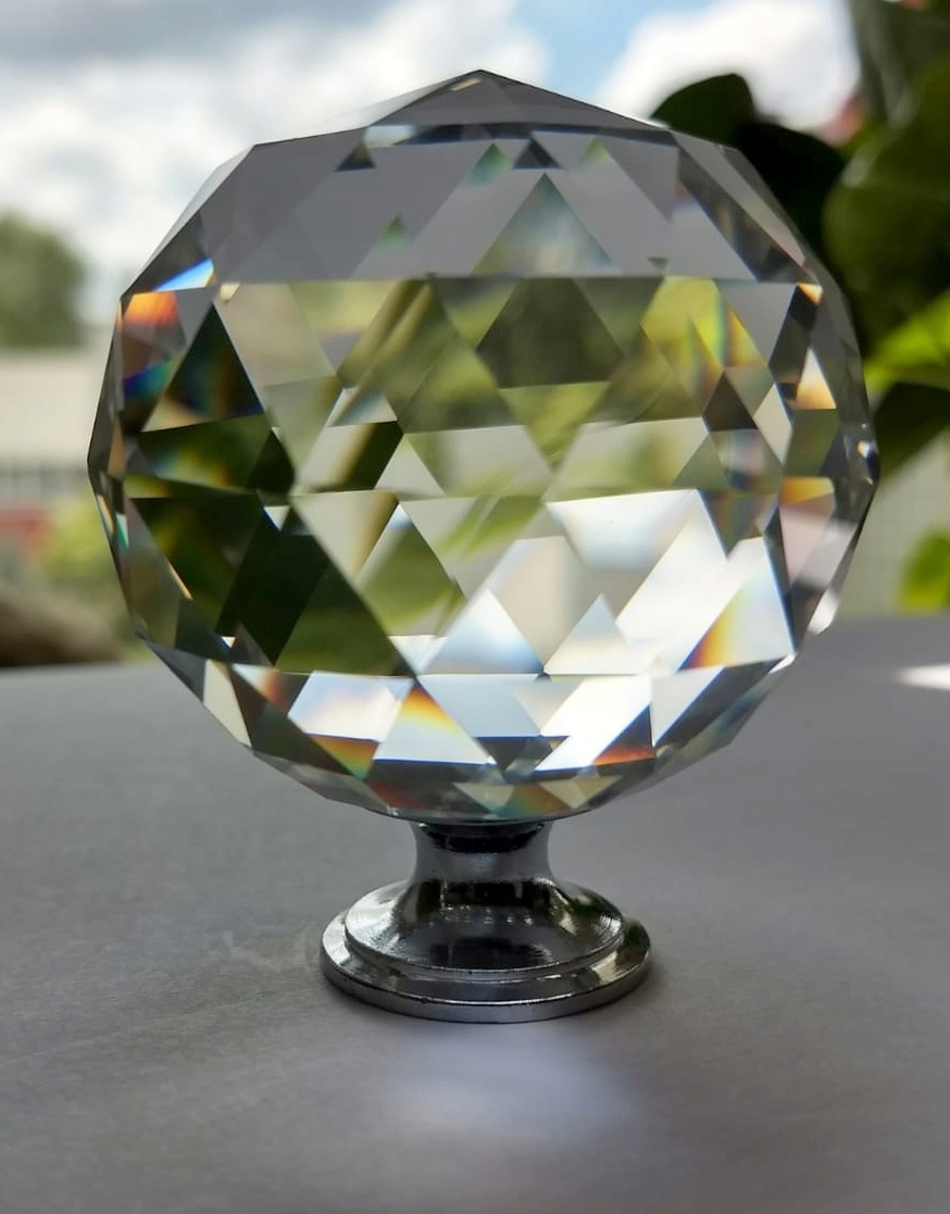 KRYSZTAŁOWA GAŁKA DO MEBLI, UCHWYT -CHROM kula 5cm Wysokość produktu 6 cm