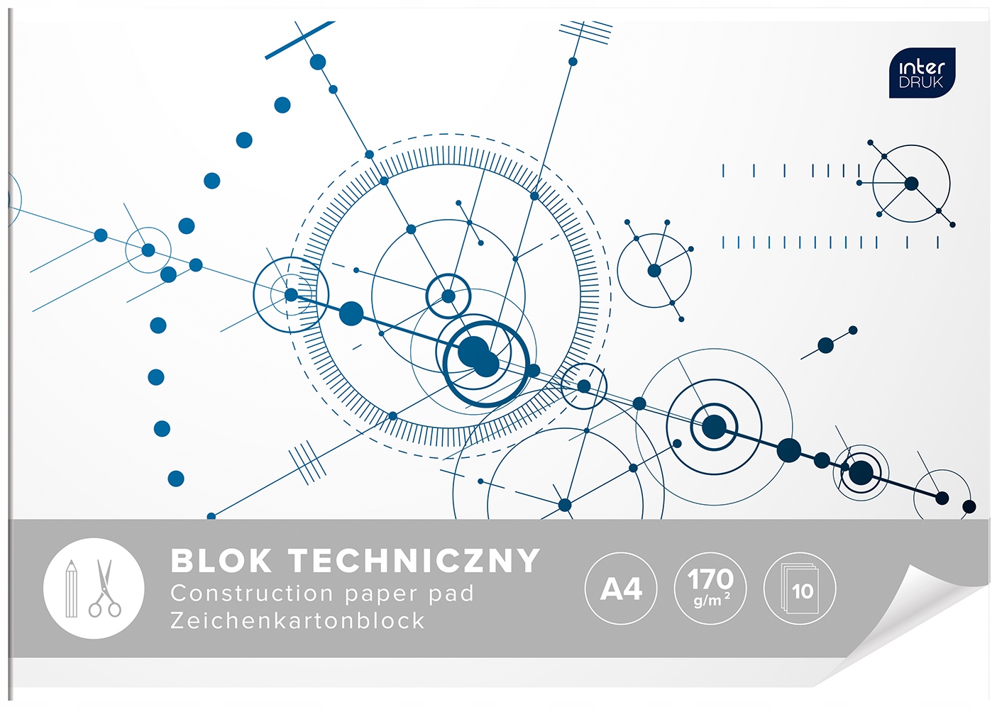 

Blok techniczny A4 biały Interdruk 10 karte Wzór 2