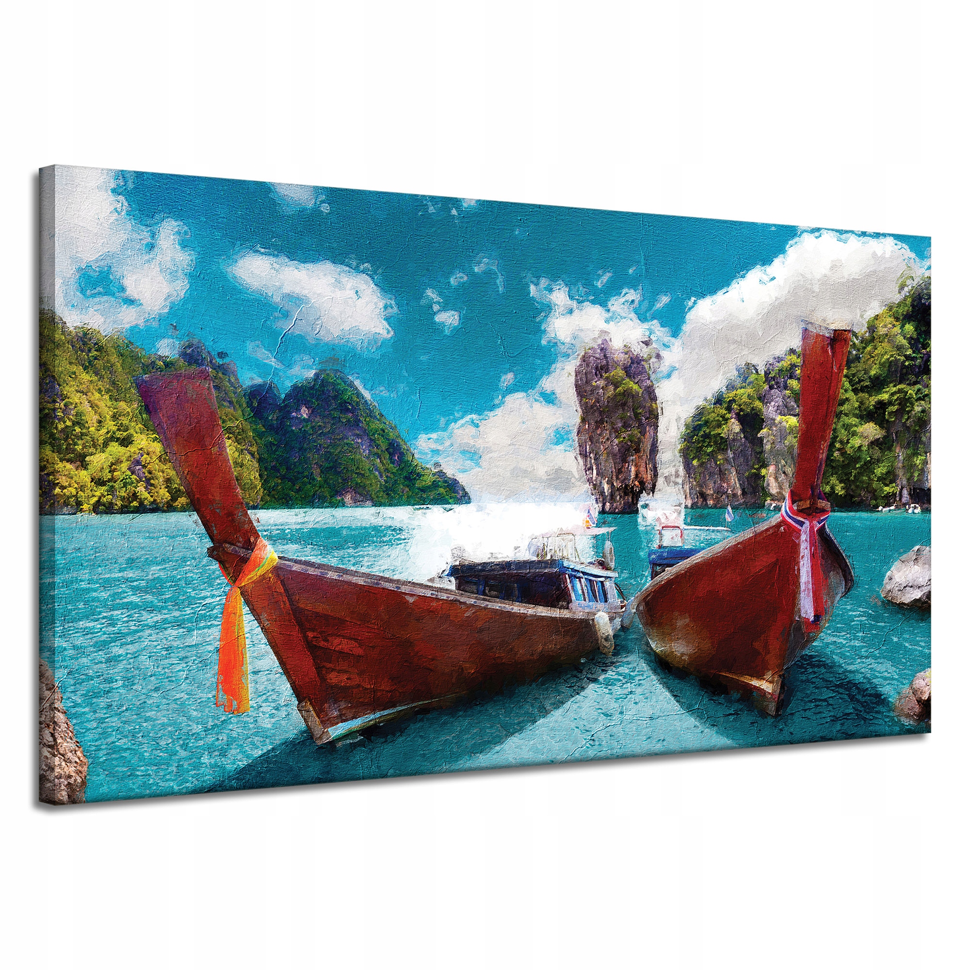 Obraz na plátně Lodě na břehu Voda Hory 120x70 cm Ideální jako dárek