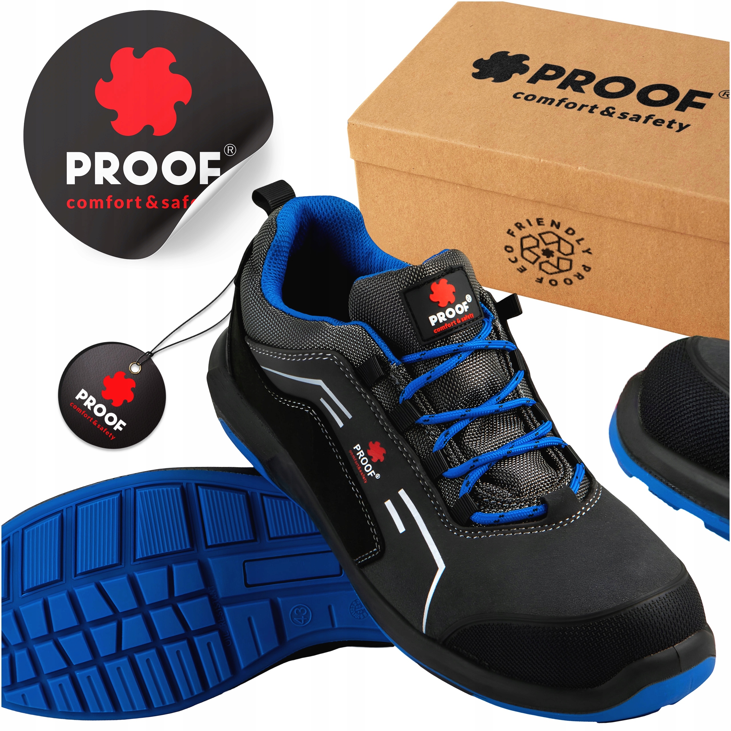 Buty Robocze Męskie Bhp Ochronne Obuwie Lekkie S3 Src r. 43 naklejka Proof