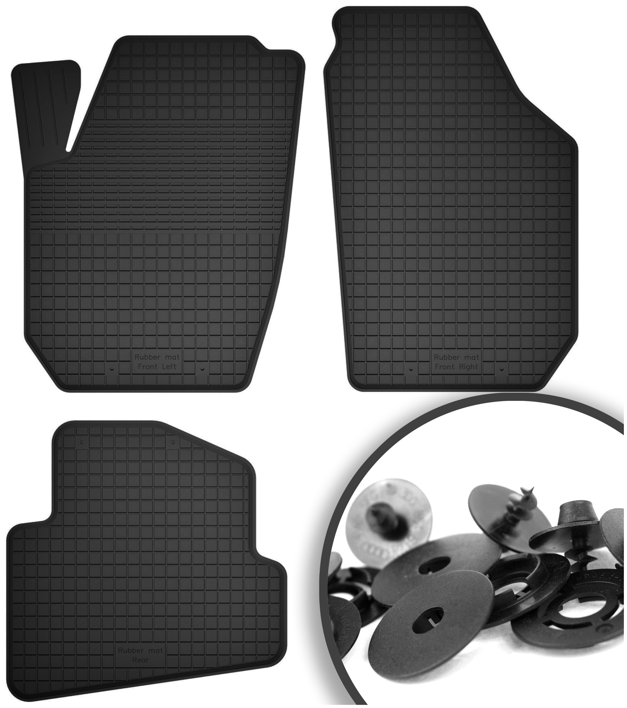 Czarne Dywaniki Samochodowe Gumowe Korytkowe Zestaw rant 2CM Stopery