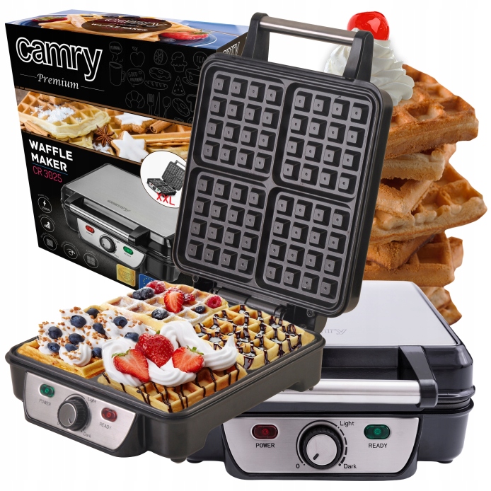 Gofrownica Na 4 Chrupiące Gofry XXL Regulacja Temperatury Powłoka Non-stick