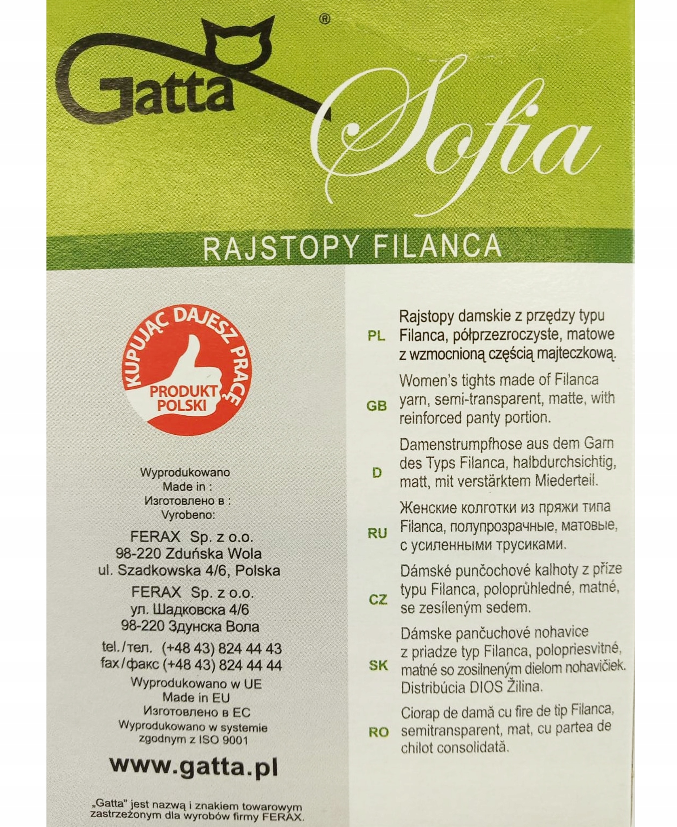 GATTA SOFIA Rajstopy 20 DEN wz.00/5-XL/Inka Marka Gatta