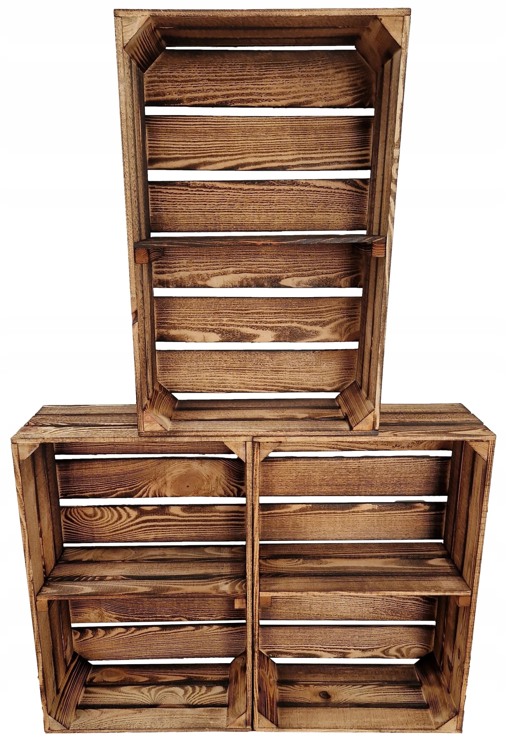 4x Drevené Skrinky S Poličkou, Pevné Úložné Boxy, 60x40x20