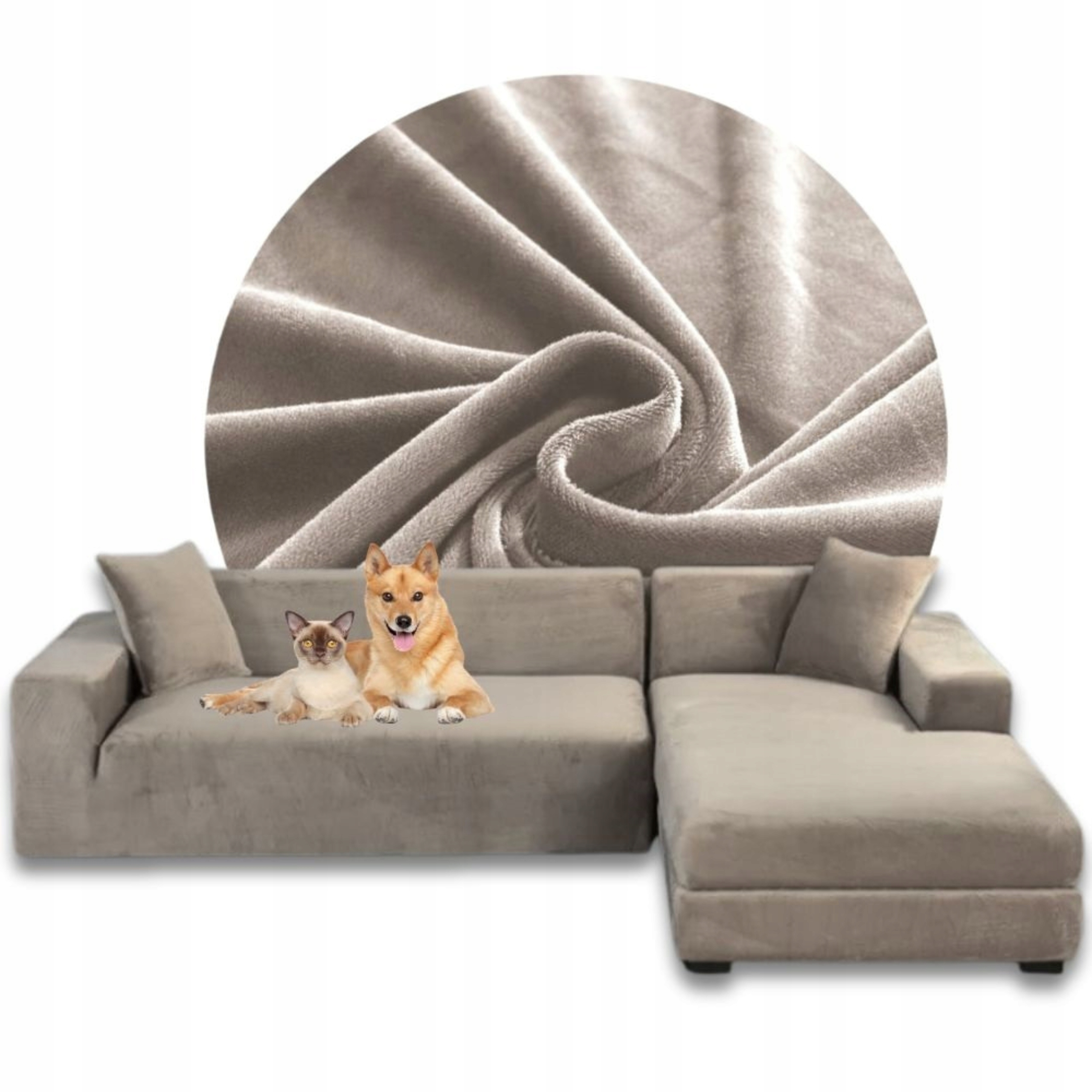 Potah Na Rohovou Pohovku Pohovka Velur Premium Plyš Pravý 2+2OS Oeko-tex