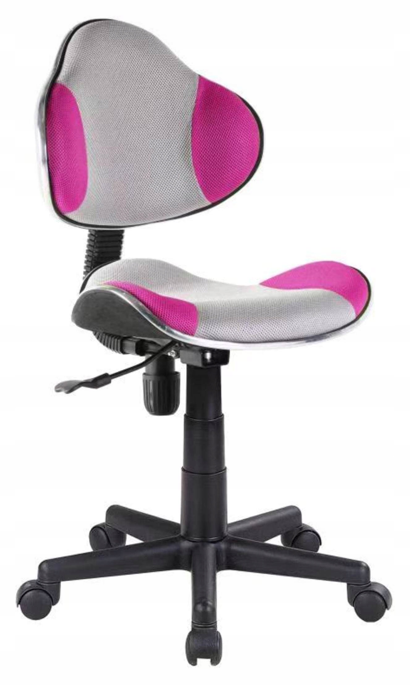Krzesło Obrotowe Kid Bob Różowo-Szary Komfortowy Fotel Komputerowy