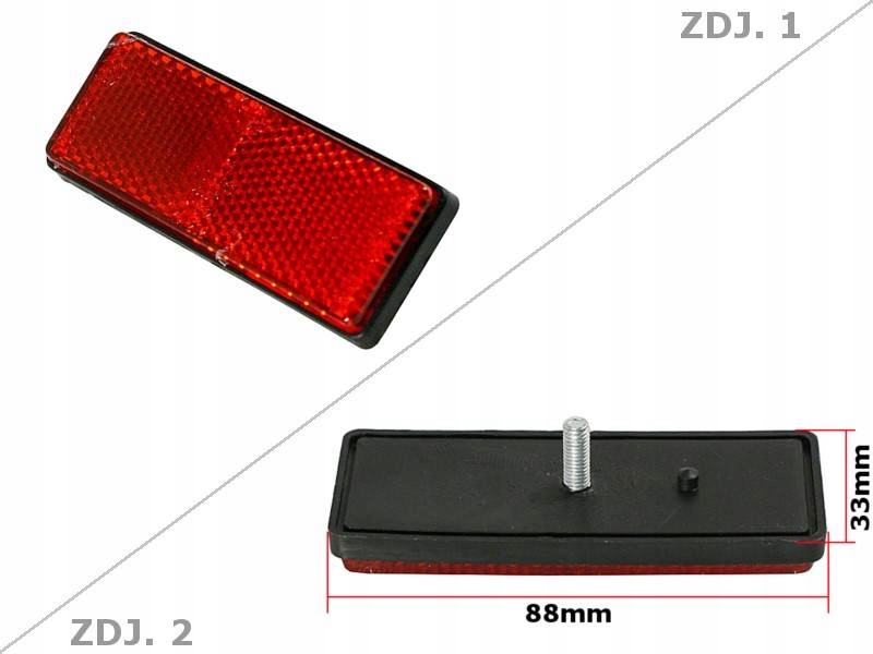 ODBLASK PROSTOKĄT CZERWONY WB