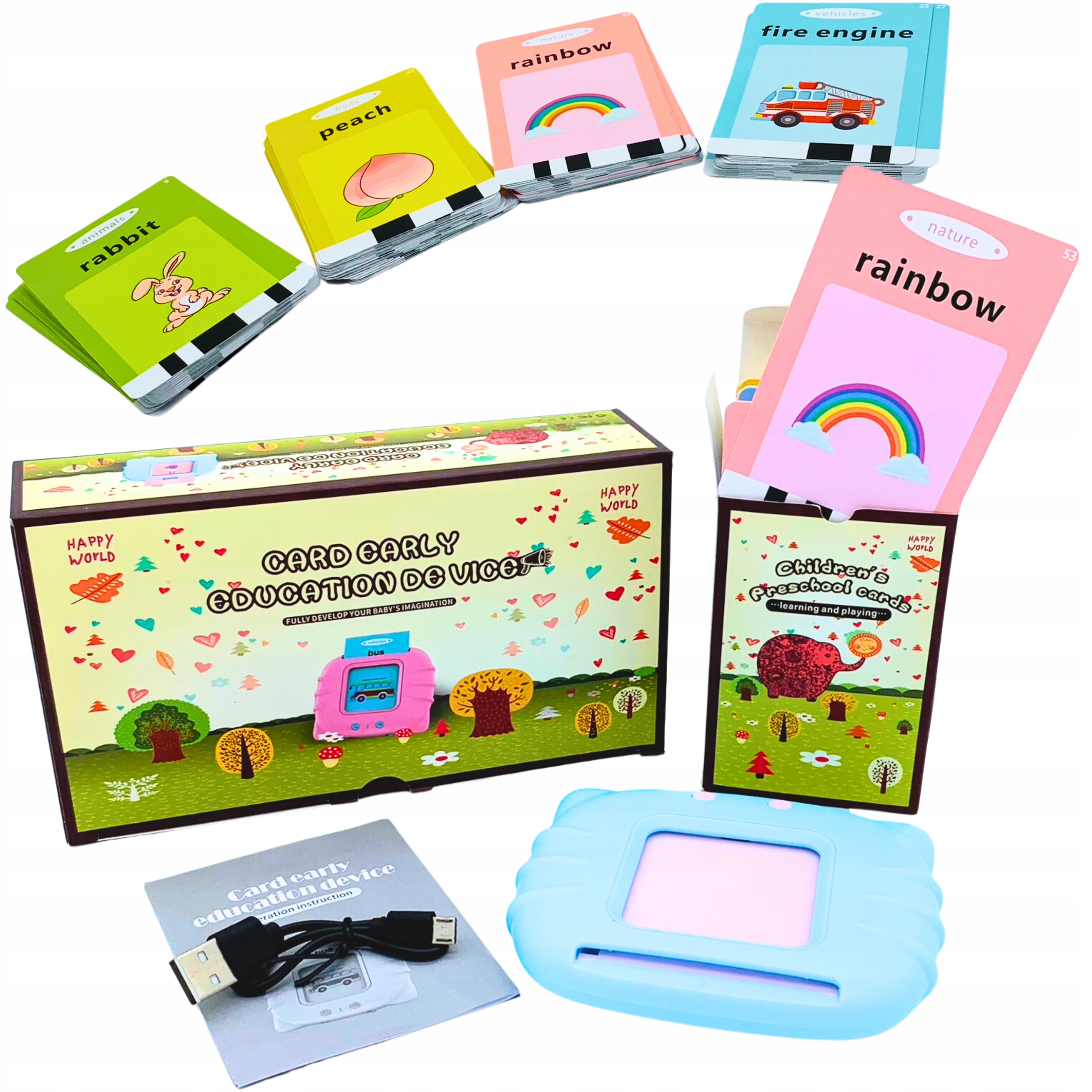 CZYTNIK KART DO NAUKI SŁÓWEK ANGIELSKIEGO 112 KART 224 SŁOWA NIEBIESKI