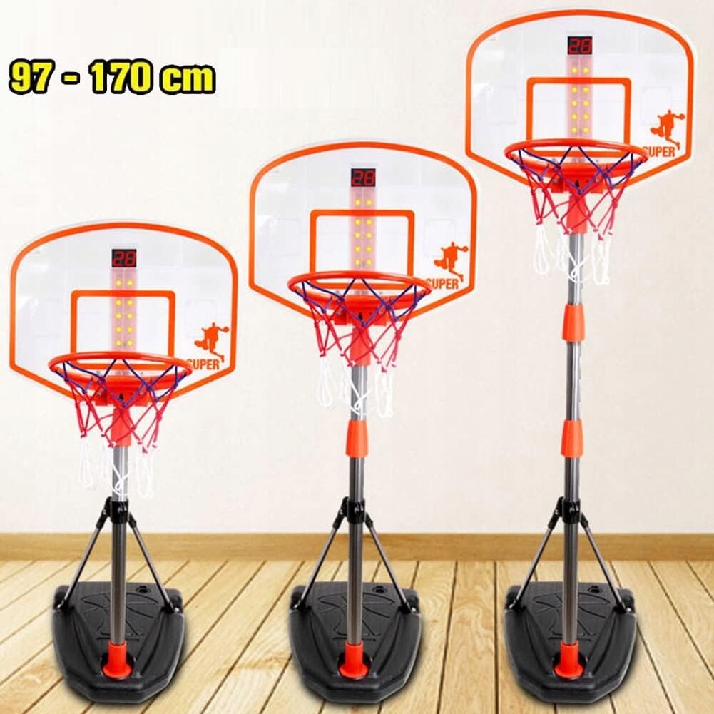 Kosz do koszykówki regulowany 100-170 cm zestaw z piłką pompką LICZNIK LED Kod producenta 39881D