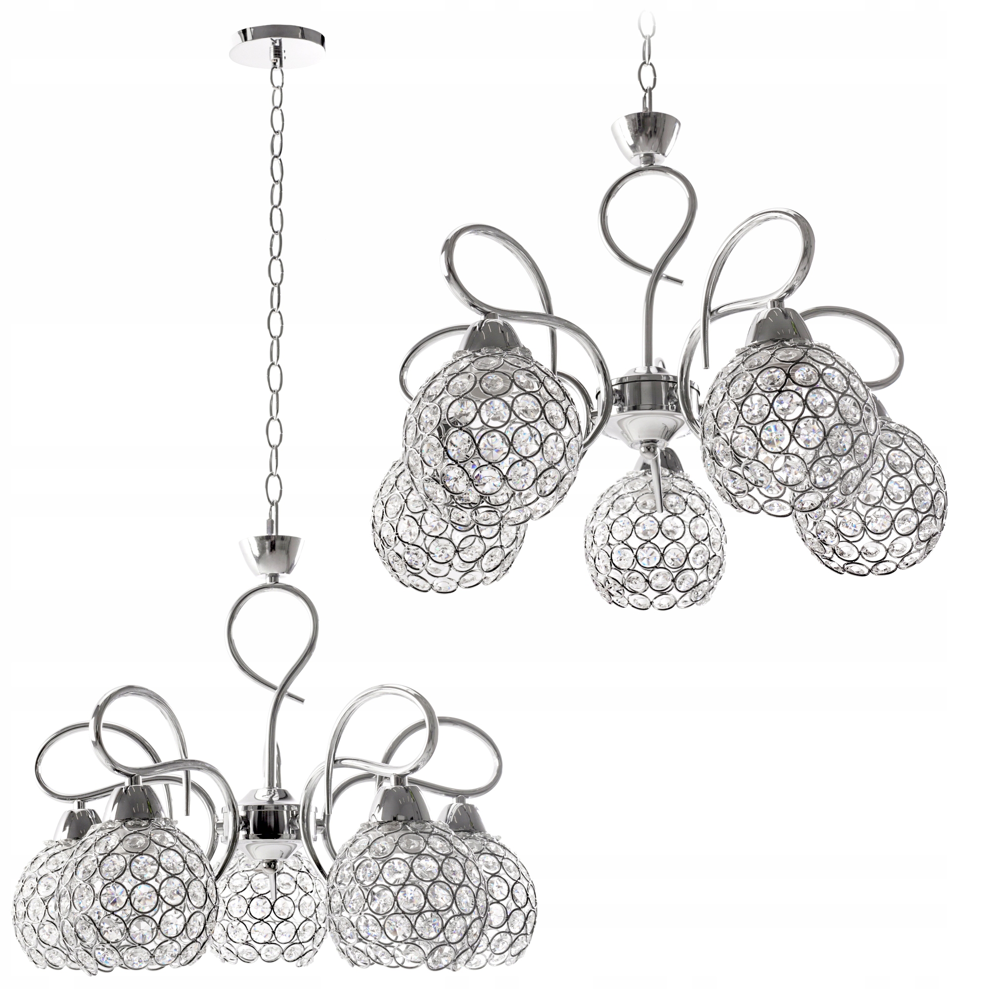 

Lampa Sufitowa Wisząca Luxury Kryształ Chrome