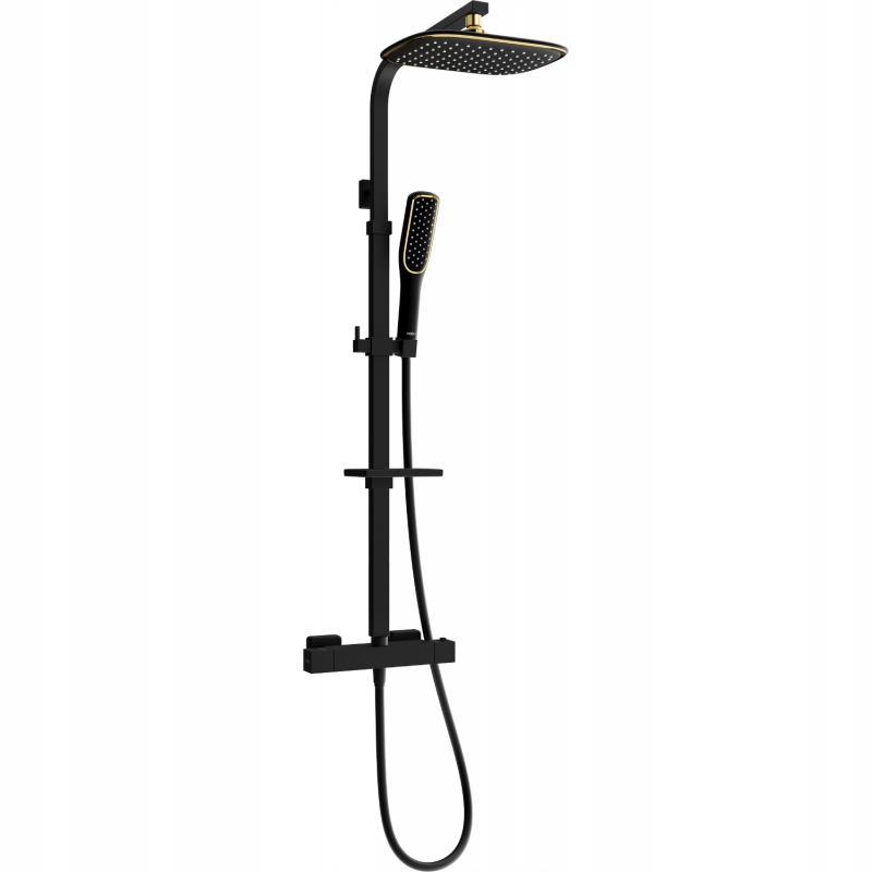 Mexen CQ49 stenová sprchová súprava s dažďovými tryskami a batériou/zlatá