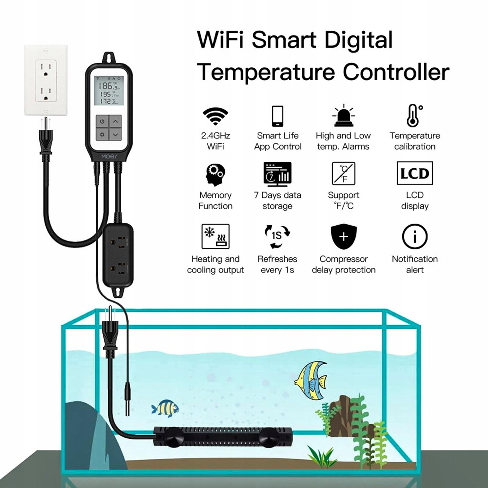 Kontroler temperatury Cyfrowy monitor aplikacji Model czujnik temperatury wifi rośnie podgrzewacz