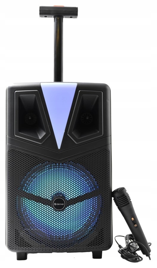 Přenosný párty reproduktor, Bluetooth Led a mikrofon Denver TSP-307