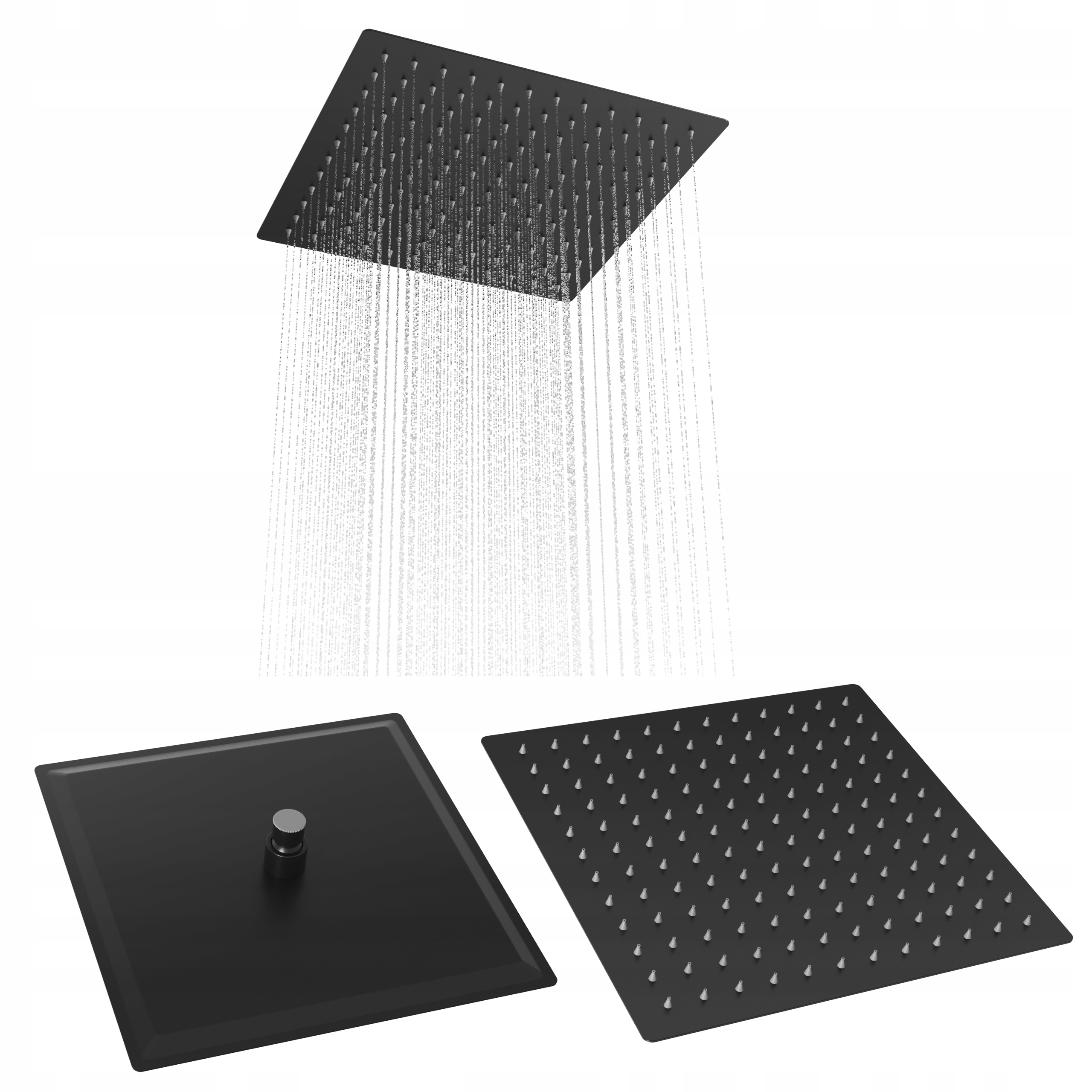 Sprchová sprchová dešťová sprcha čtvercová černá pro kabiny Slim 30 cm