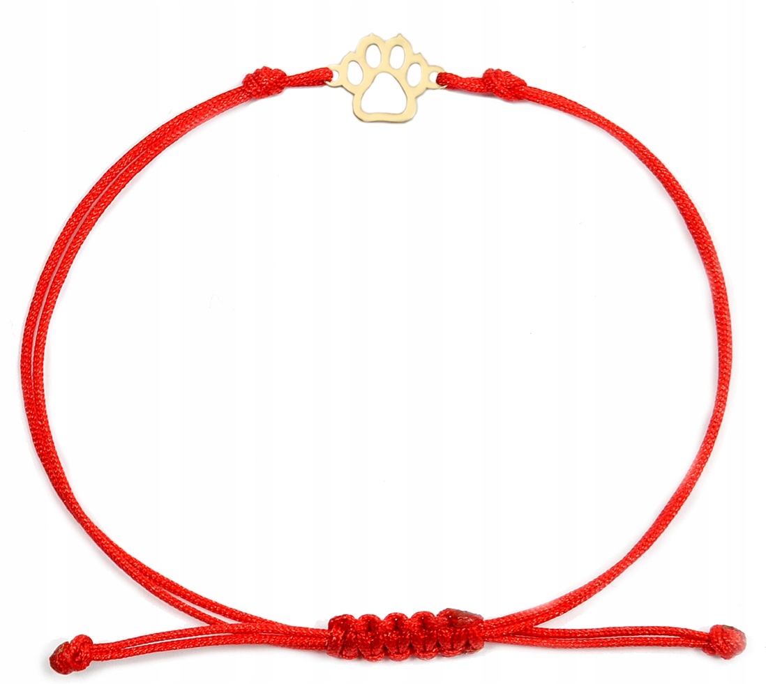 Zlatý náramek na šňůrce – kočičí tlapka, zlato 585