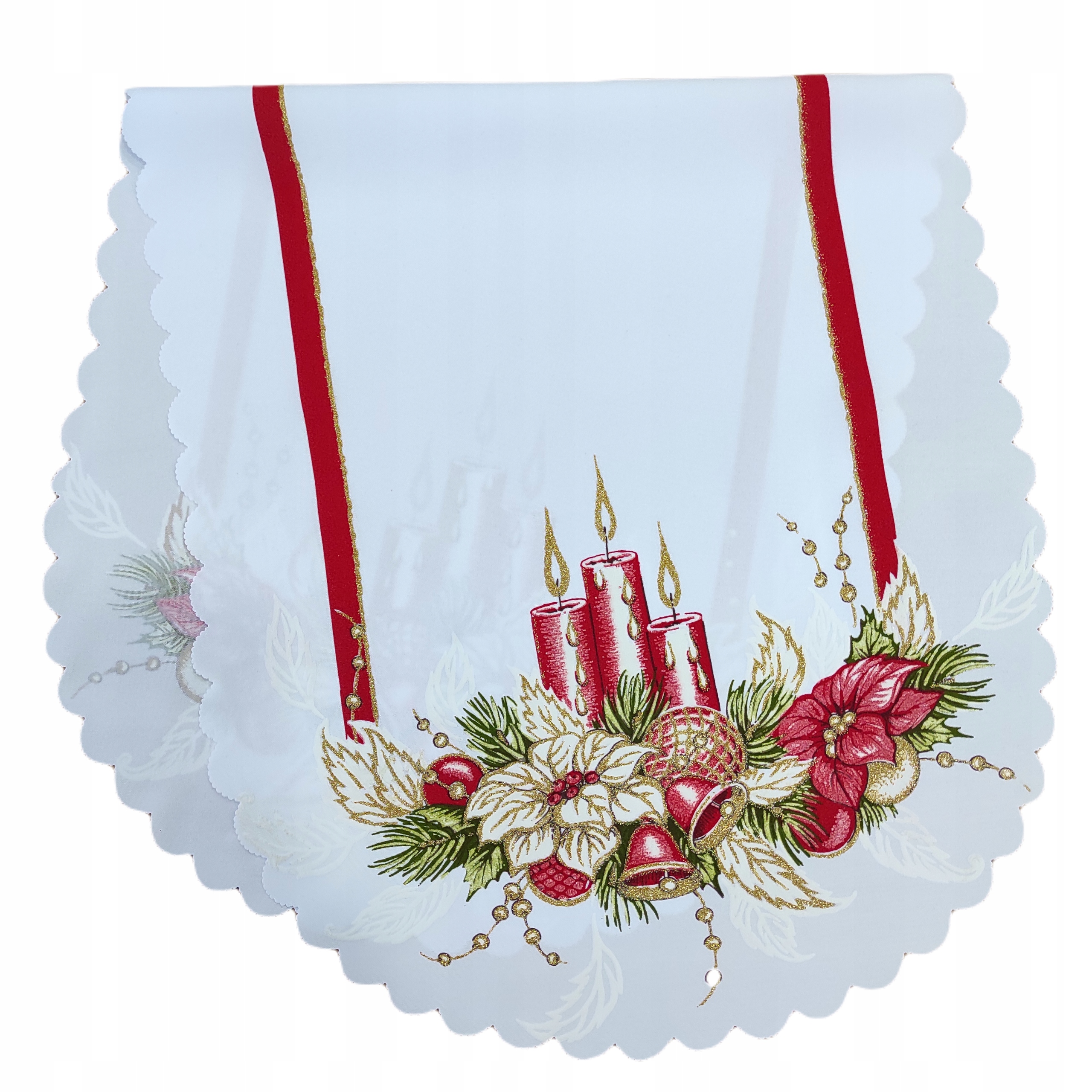 

Piękny Bieżnik 40 x 90cm Świeczki czerwone dodatki