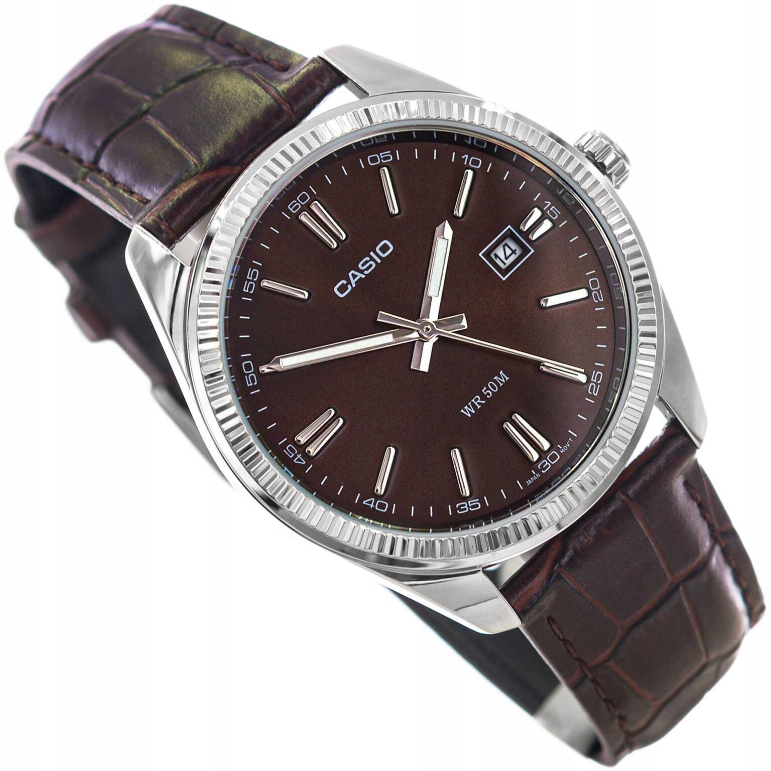 Pánské Hodinky Casio MTP-1302PL-5AVEF Hnědé S Řemínkem Datumovka Neobrite