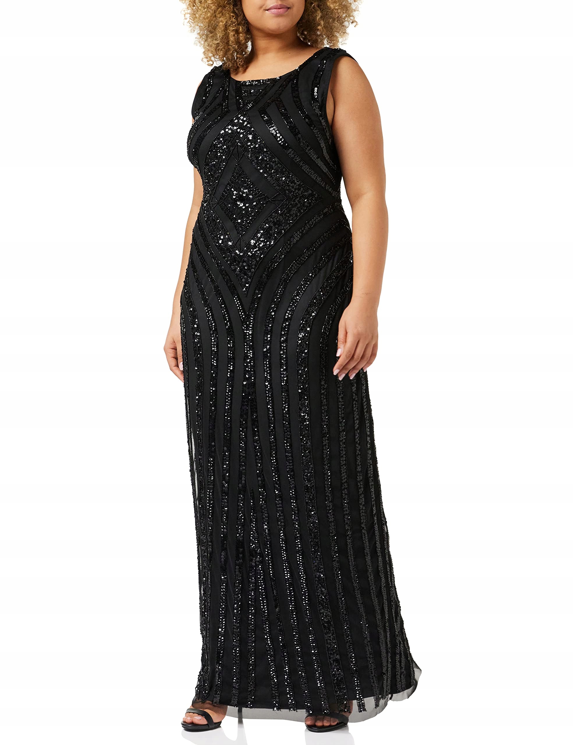 Amelia Rose Černé Šaty Plus Size S Flitry 40 7BA