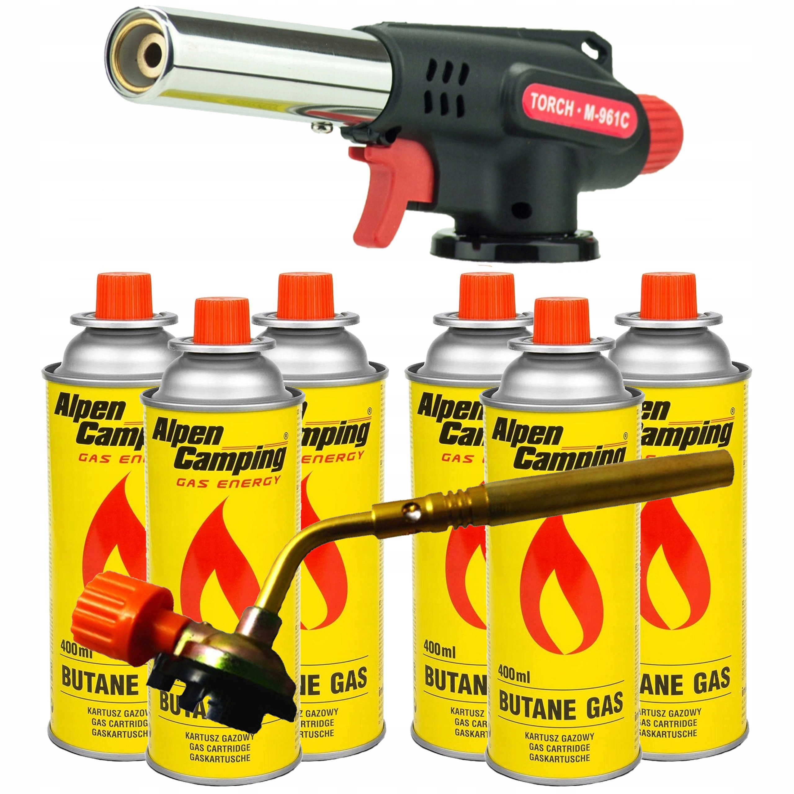 PALNIK GAZOWY M-961C + LUTOWNICZY RK 5001T + 4x NABÓJ KARTUSZ ALPEN CAMPING
