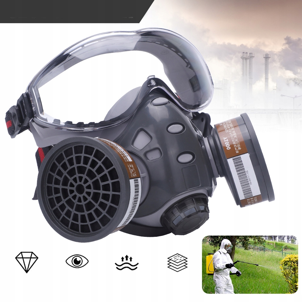 MASKA ODDECHOWA, MASKI PRZECIWPYŁOWE Z FILTREM DO MALOWANIA, ROZPYLANIA Kolor dominujący odcienie szarości