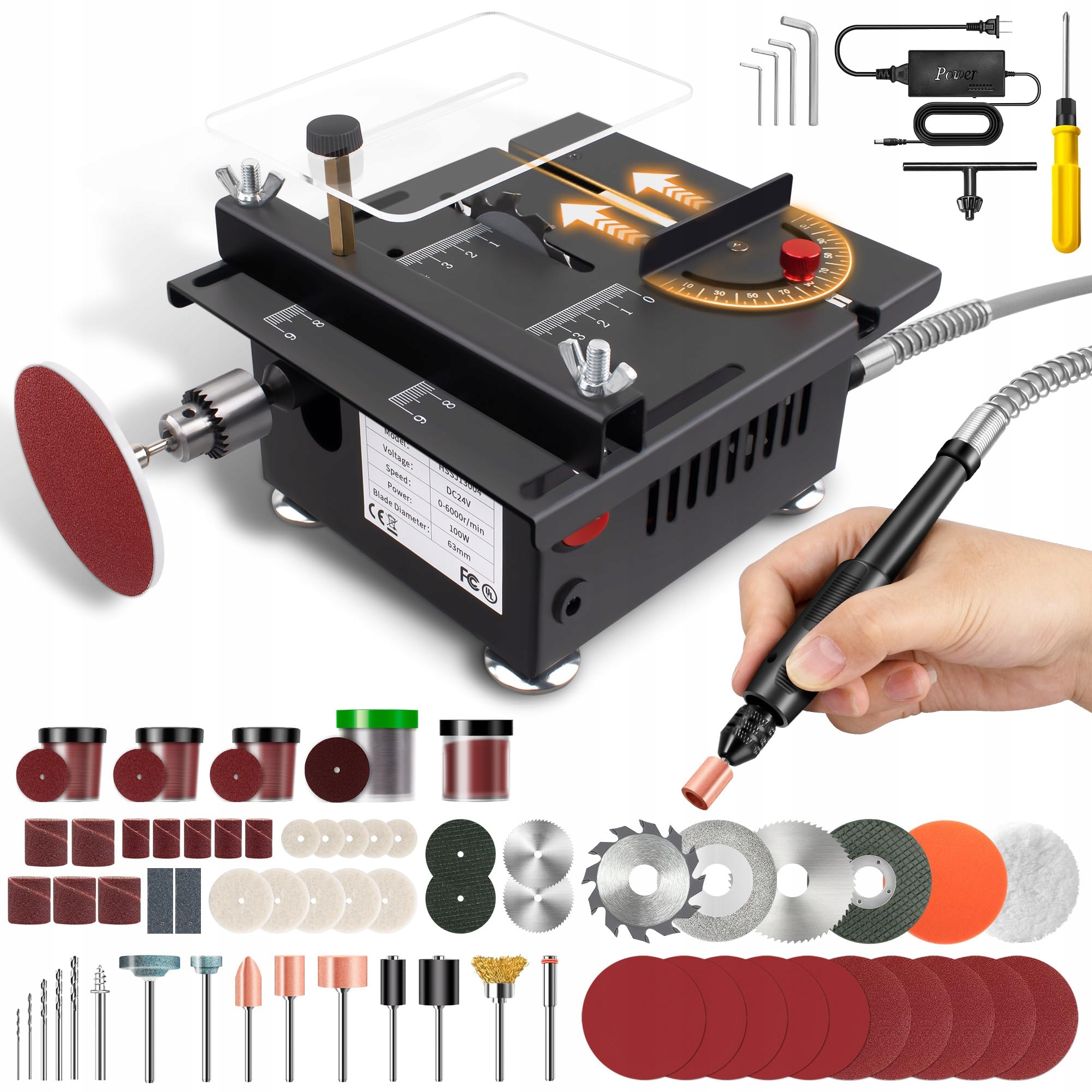 Mini piła stołowa elektryczna z funkcją szlifowania i polerowania 100W