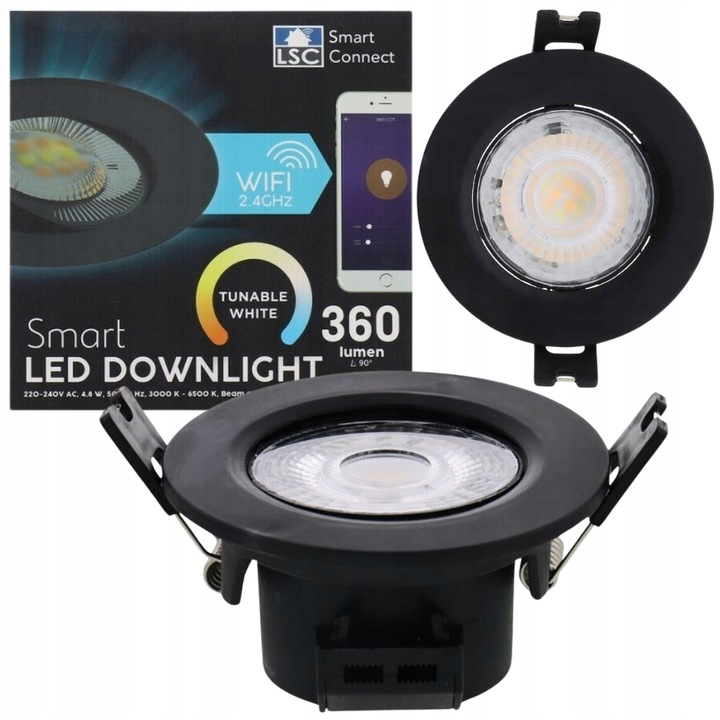 Oczko LSC Smart Connect czarne 360 lumenów białe światło