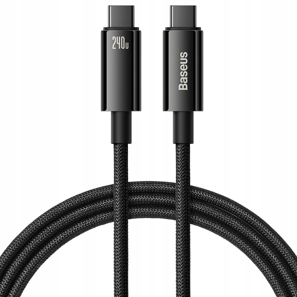 Kabel Usb C Usb C 480Mb/s 240W 3m Baseus Tungsten Gold CAWJ040201 czarn