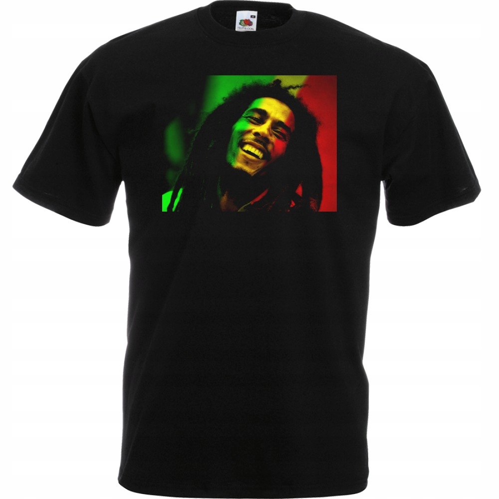 

Koszulka z nadrukiem Marley reggae rasta M czarna