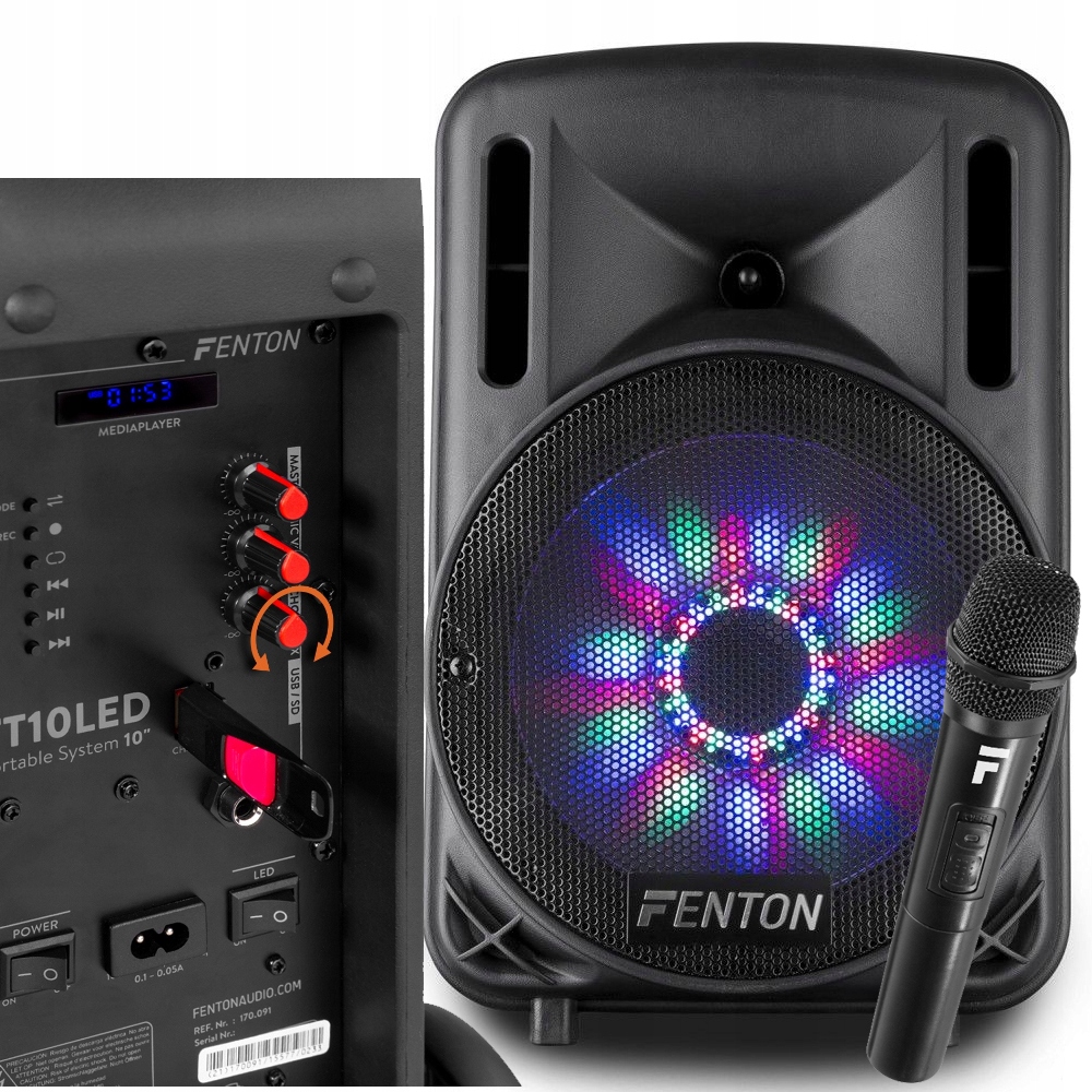 Kolumna Aktywna Przenośna Głośnik Bluetooth Karaoke Mikrofon Mocna 450WATT