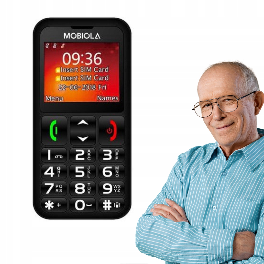 Telefon Pro Seniora Babičky Dědečka Velká Tlačítka Hlasitý, Pevný, Černý