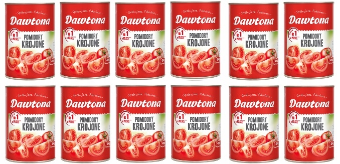 Levně 12 x 400 g Dawtona Rajčata krájená bez slupky ve šťávě Zhřevka